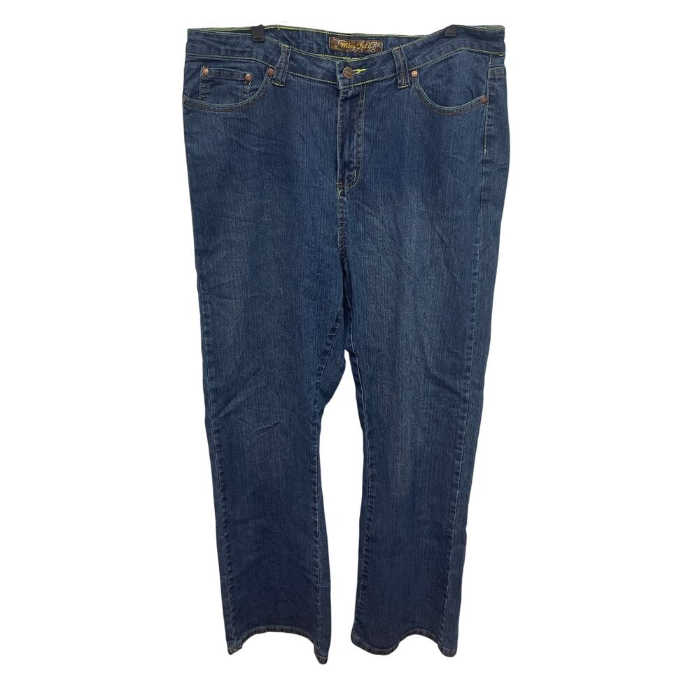Miss Juli Plus Size 16 Stretch Cotton Blend Cool Pocket Swirl Denim Blue Jeans